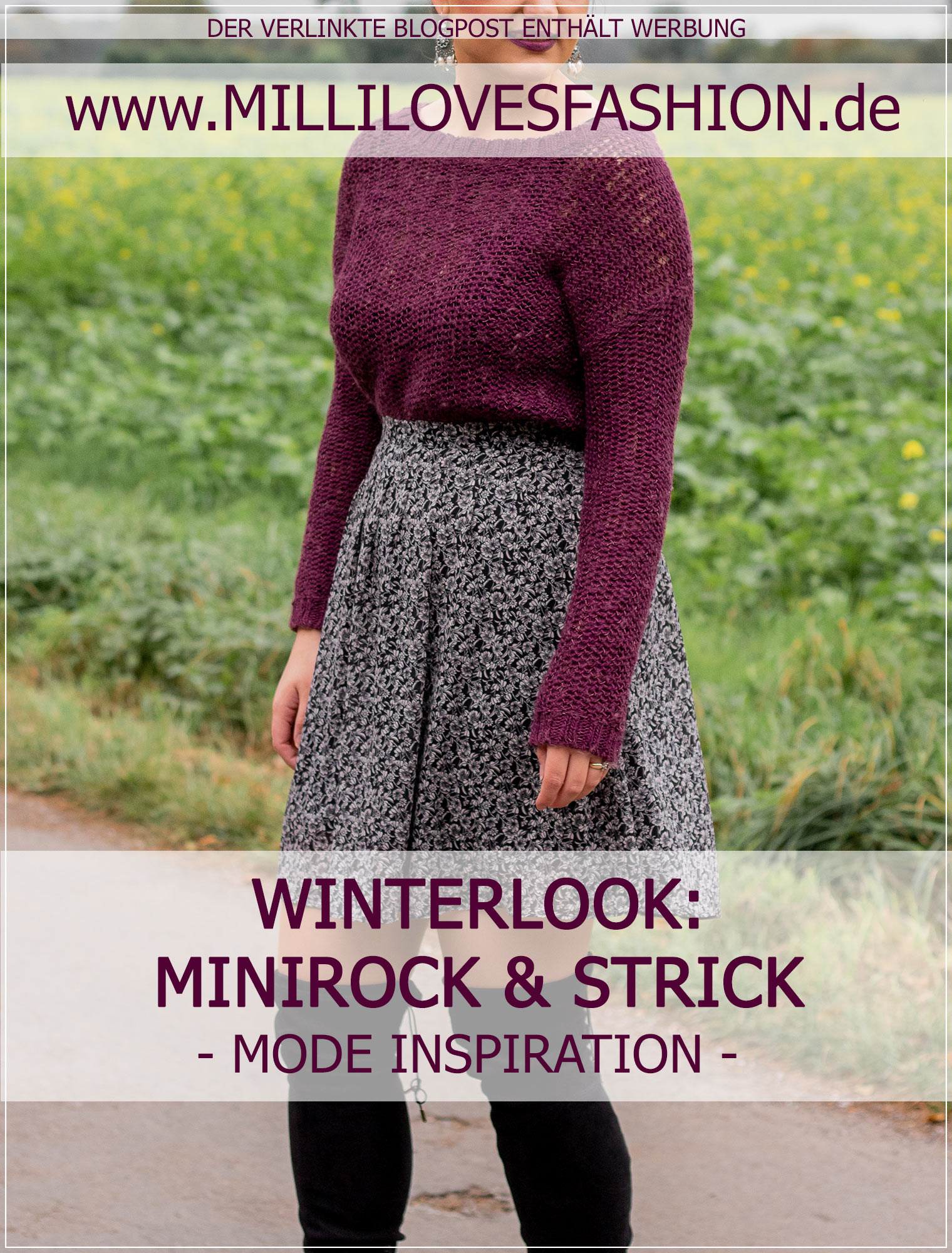 Strick, Minirock und Overknees im Winter kombinieren