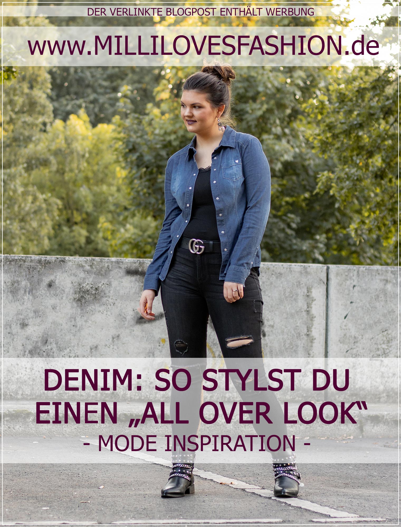 All-Over-Denim-Look im Herbst mit Bluse und Jeans